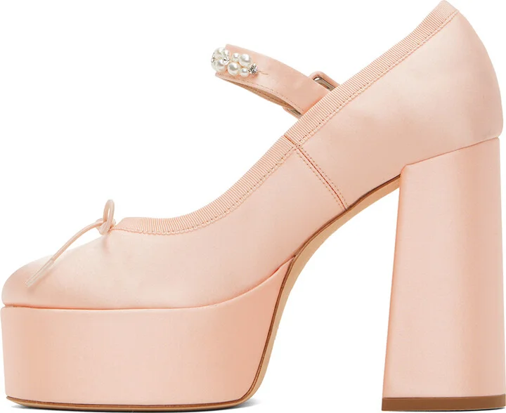 Simone Rocha Pink Beaded Heart Heels - Image 3