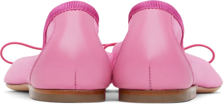 Simone Rocha Pink Embellished Flower Mesh Ballerina Flats - Image 2