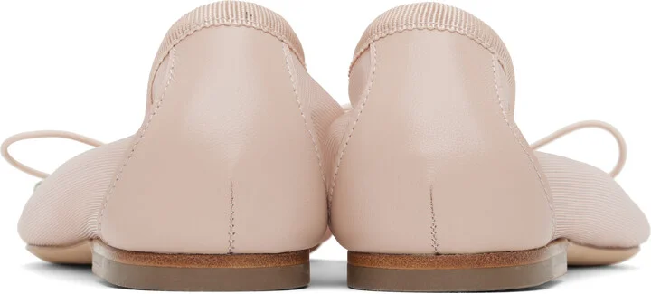Simone Rocha Pink Embellished Flower Mesh Ballerina Flats - Image 2