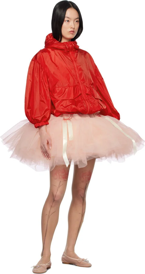 Simone Rocha Pink Embellished Flower Mesh Ballerina Flats - Image 5