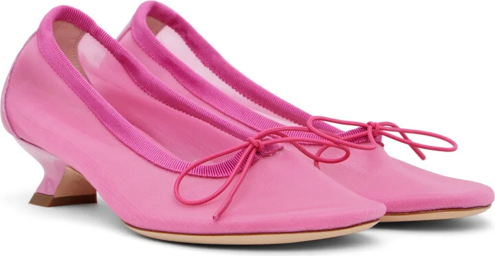 Simone Rocha Pink Mesh Ballerina Heels - Image 4