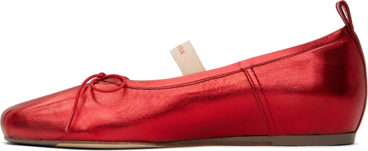 Simone Rocha Red Classic Logo Band Ballerina Flats - Image 3