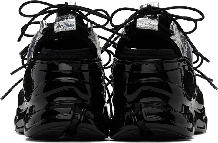 Simone Rocha Silver & Black Classic Tracker Trainer Sneakers - Image 2