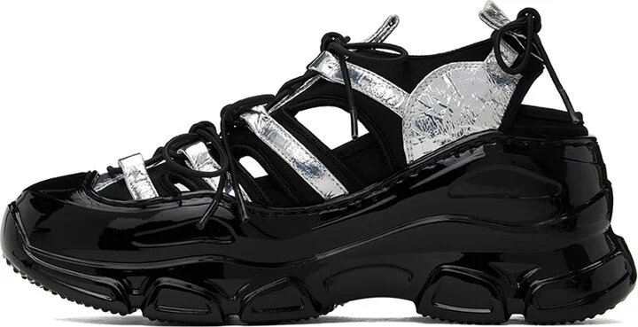 Simone Rocha Silver & Black Classic Tracker Trainer Sneakers - Image 3