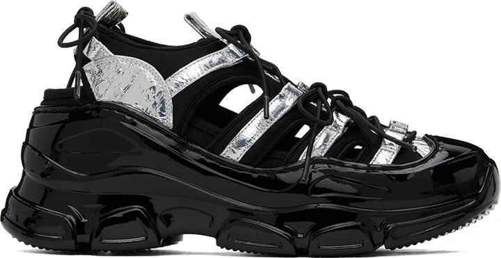 Simone Rocha Silver & Black Classic Tracker Trainer Sneakers
