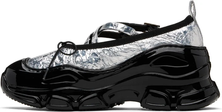 Simone Rocha Silver Classic Criss Cross Tracker Ballerina Sneakers - Image 3