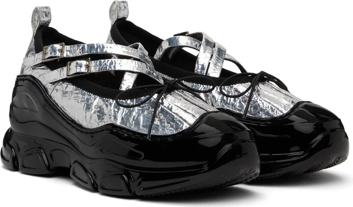 Simone Rocha Silver Classic Criss Cross Tracker Ballerina Sneakers - Image 4