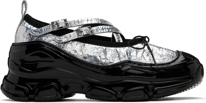 Simone Rocha Silver Classic Criss Cross Tracker Ballerina Sneakers