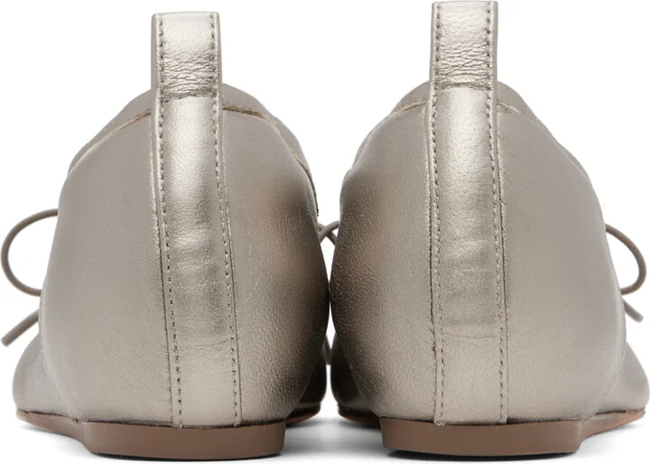 Simone Rocha Silver Classic Pleated Ballerina Flats - Image 2