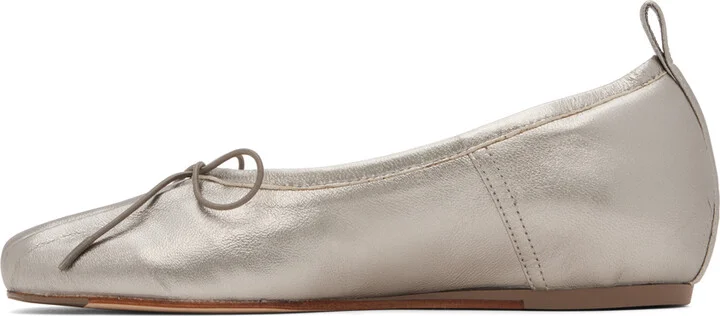 Simone Rocha Silver Classic Pleated Ballerina Flats - Image 3