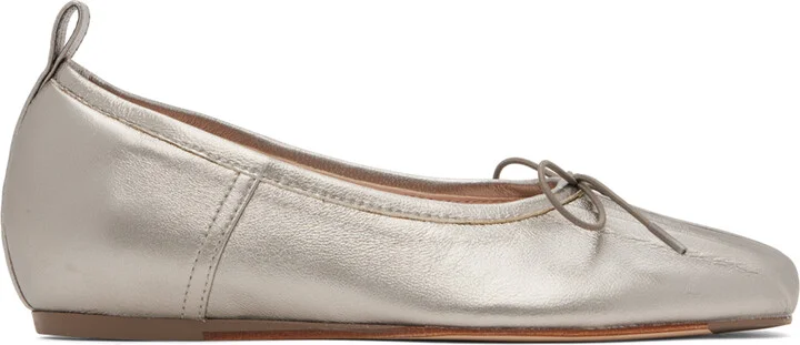 Simone Rocha Silver Classic Pleated Ballerina Flats