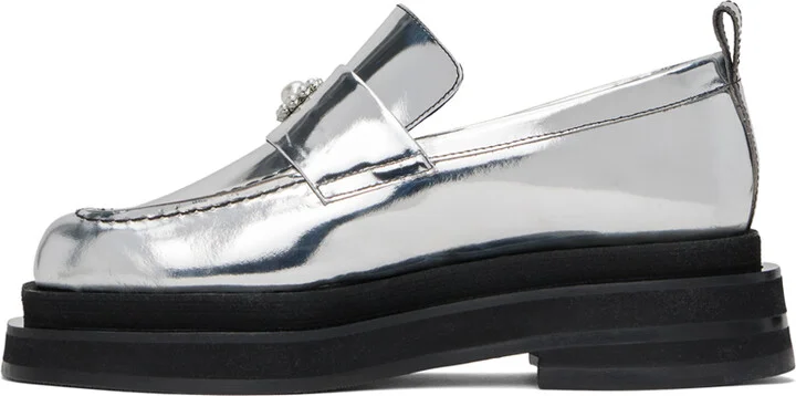 Simone Rocha Silver Heart Toe Platform Loafers - Image 3
