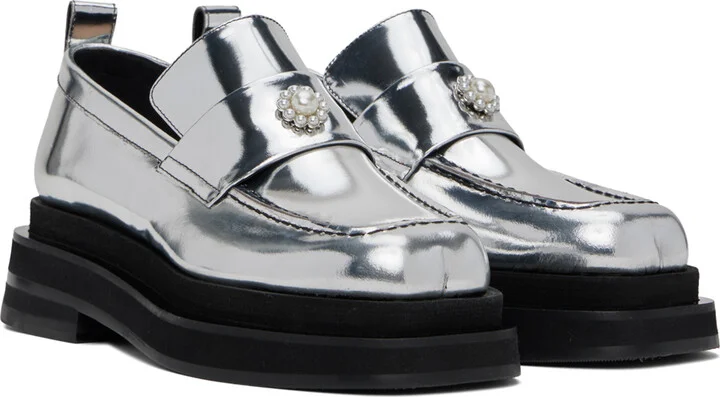 Simone Rocha Silver Heart Toe Platform Loafers - Image 4
