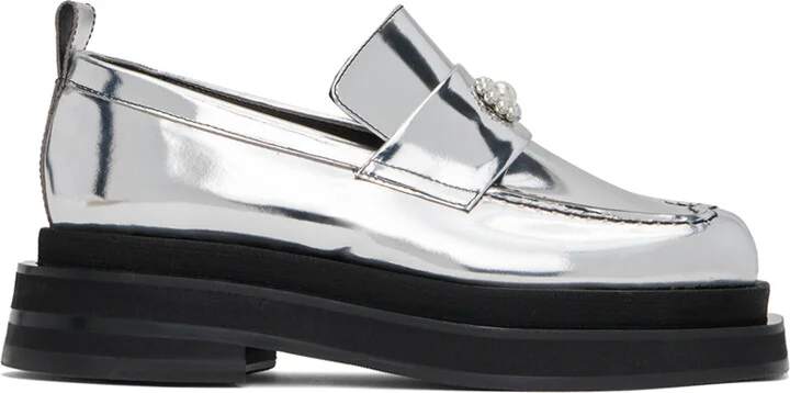Simone Rocha Silver Heart Toe Platform Loafers