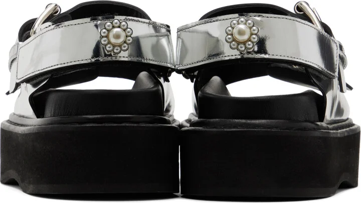 Simone Rocha Silver Pearl Daisy Platform Sandals - Image 2
