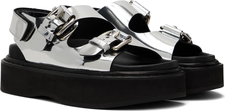 Simone Rocha Silver Pearl Daisy Platform Sandals - Image 4