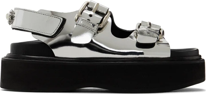 Simone Rocha Silver Pearl Daisy Platform Sandals