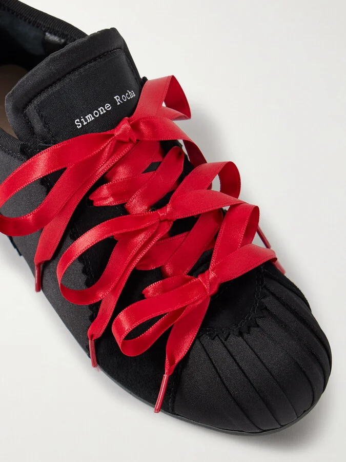 Simone Rocha - Suede-trimmed Shell Sneakers - Black - Image 4