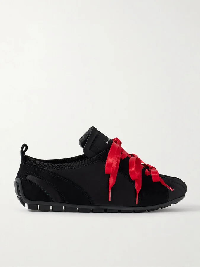 Simone Rocha - Suede-trimmed Shell Sneakers - Black