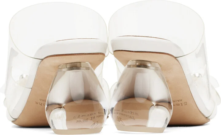 Simone Rocha Transparent & White Beaded Perspex Heeled Sandals - Image 2