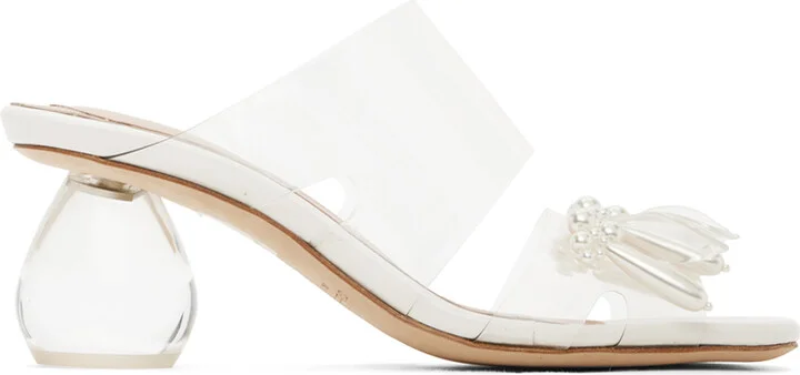 Simone Rocha Transparent & White Beaded Perspex Heeled Sandals