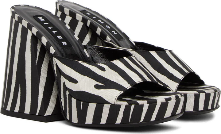 SIMONMILLER Black & White Slice Heeled Sandals - Image 4