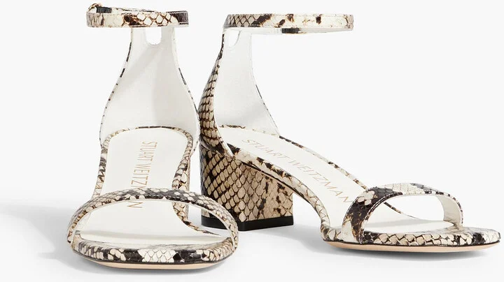 Simple Curve snake-effect leather sandals - Image 2