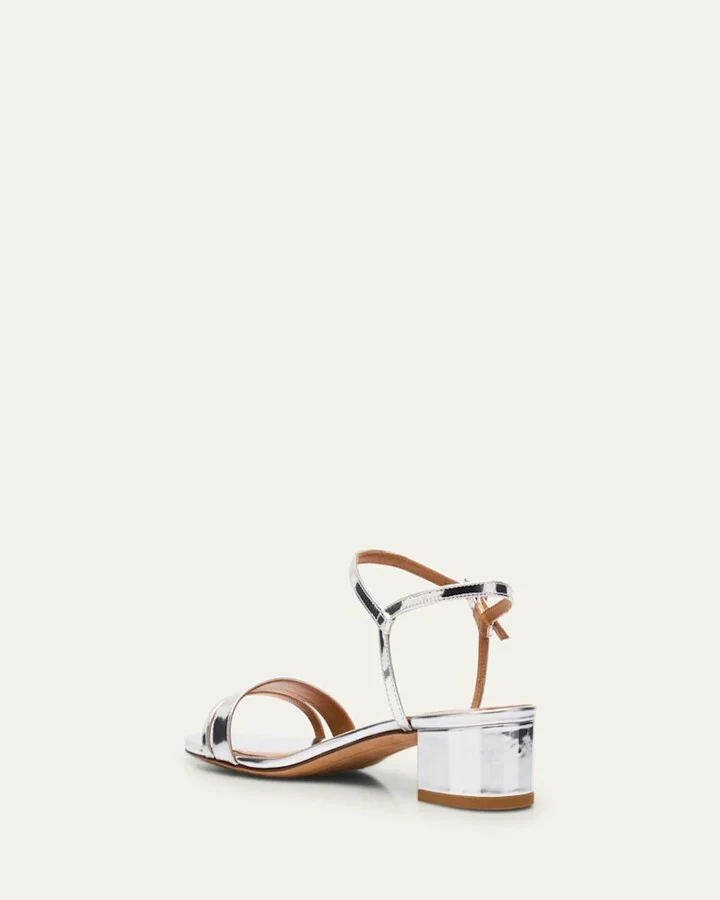 Simple Metallic Ankle-Strap Sandals - Image 2