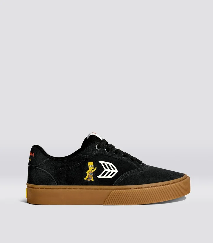 Simpsons NAIOCA Black Suede Bart Skateboard Sneaker Women