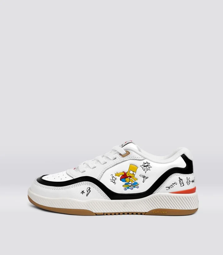 Simpsons UBA White Leather Bart Skateboard Sneaker Women