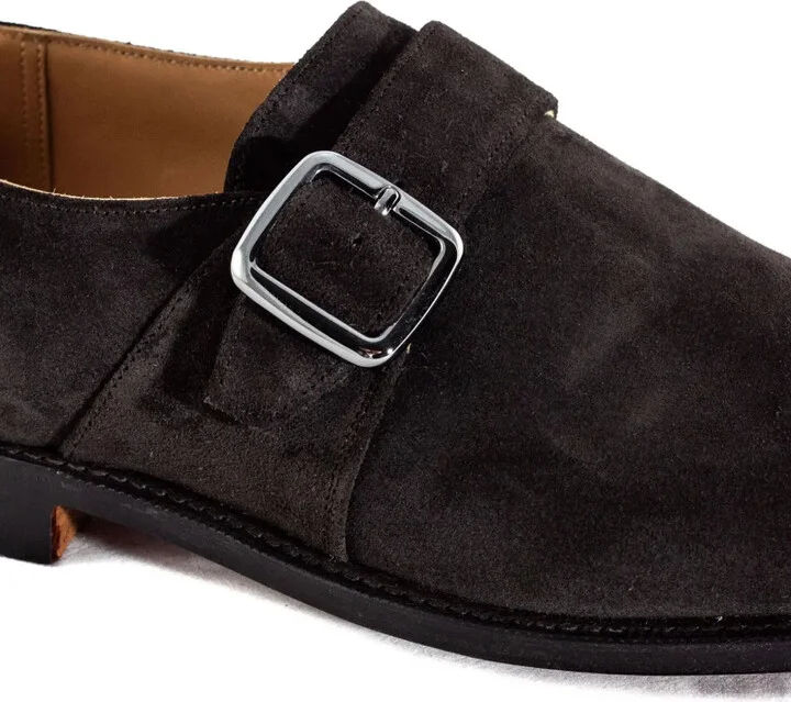 Single-Buckle Suede Monk Shoes - Image 3