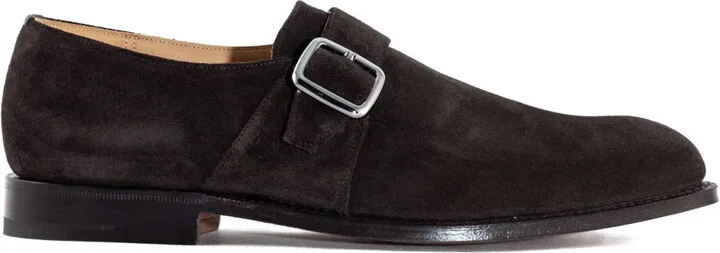 Single-Buckle Suede Monk Shoes