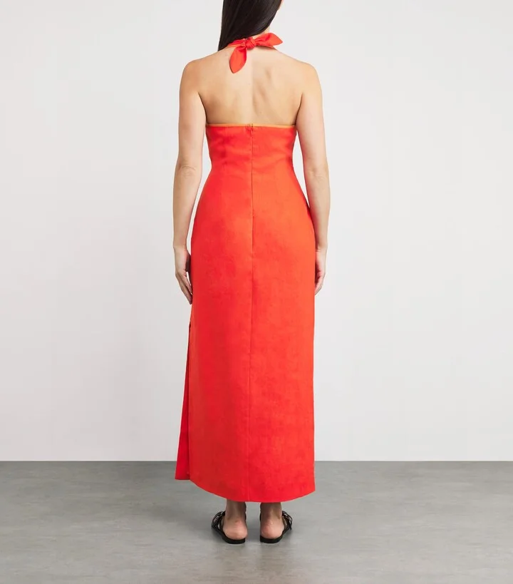 SIR. Linen Panettone Midi Dress - Image 3