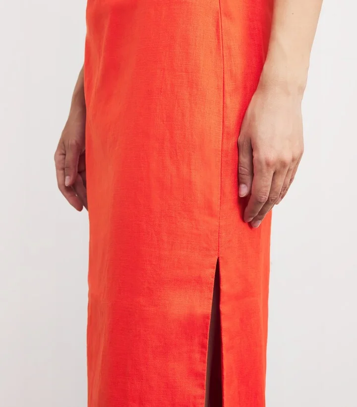SIR. Linen Panettone Midi Dress - Image 4