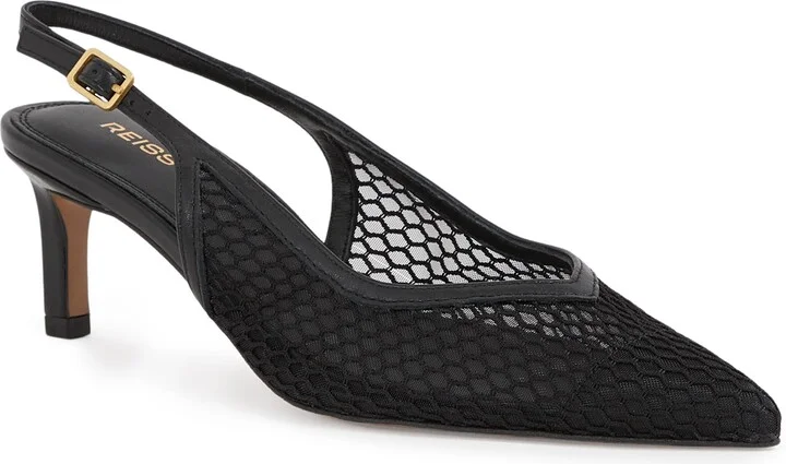 Sirena Pointed Toe Kitten Heel Slingback Pump
