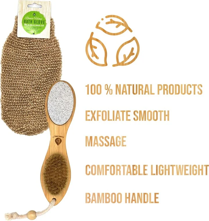 Sisal Hemp Bath Glove, Pack of 2, and 4-in-1 Foot Scrubber Bundle - Image 6
