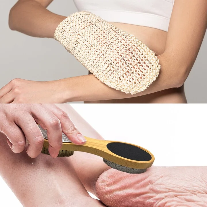 Sisal Hemp Bath Glove, Pack of 2, and 4-in-1 Foot Scrubber Bundle - Image 7