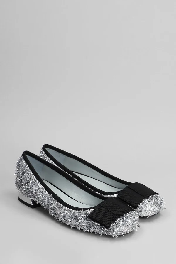 Sisko Ballet Flats In Silver Leather And Fabric - Image 2