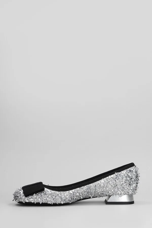 Sisko Ballet Flats In Silver Leather And Fabric - Image 3