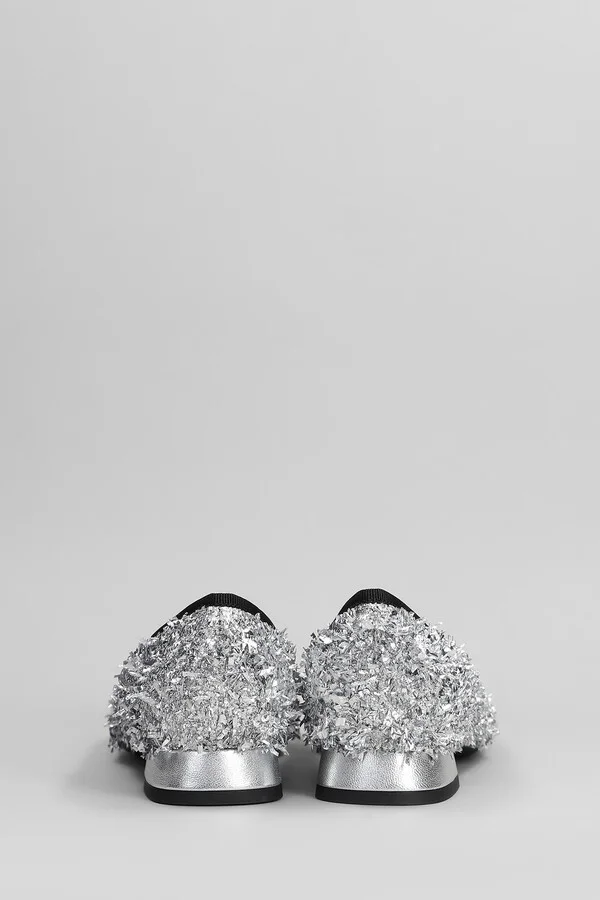 Sisko Ballet Flats In Silver Leather And Fabric - Image 4