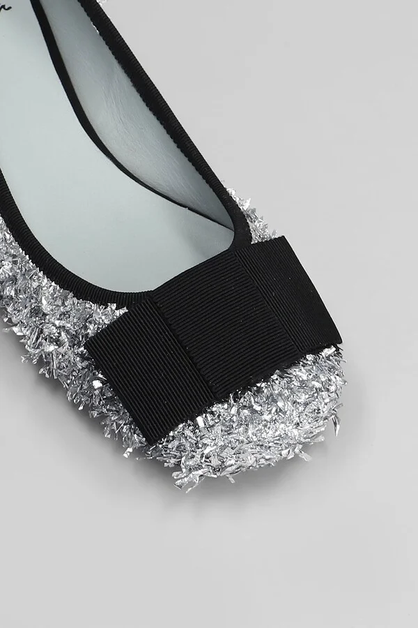 Sisko Ballet Flats In Silver Leather And Fabric - Image 5