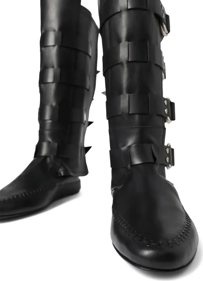 Siver biker knee-high boots - Image 5
