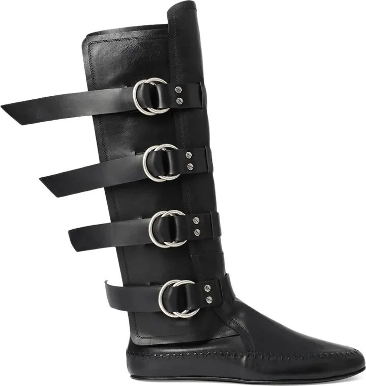 Siver biker knee-high boots