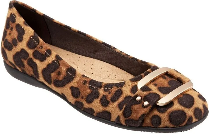 Sizzle Ballet Flats Women's 8 Brown Leopard Round Toe Slip On ZPO2652