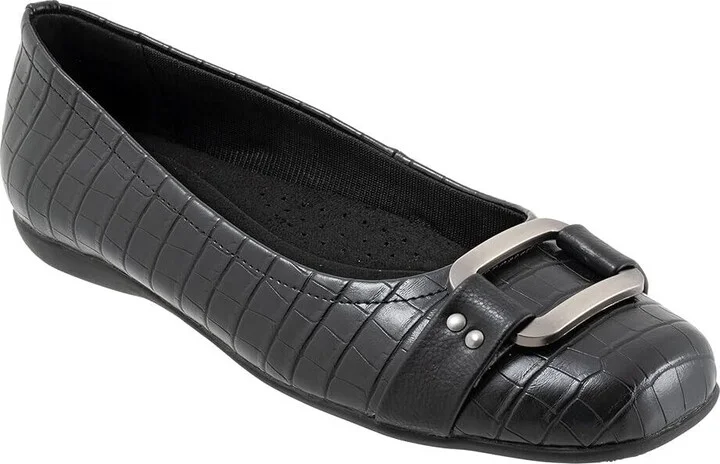 Sizzle Signature T1251-011 Flats Womens 11 Black Leather Slip On FZP418
