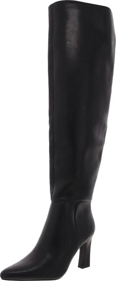 Sizzlee Womens Solid Faux Leather Over-The-Knee Boots