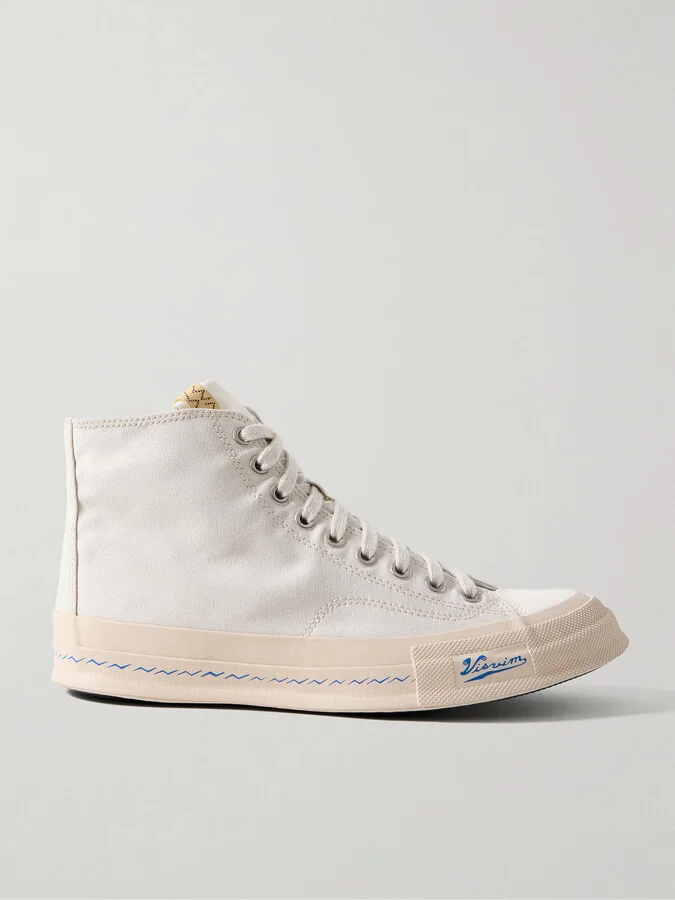 Skagway Leather-Trimmed Canvas High-Top Sneakers