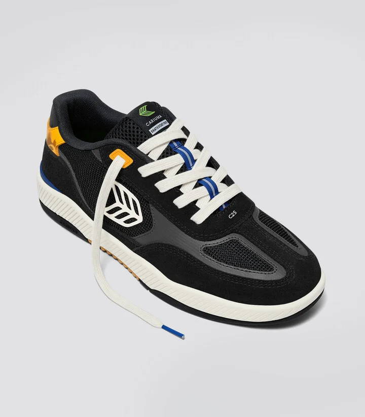 Skategoat C25 PRO Black Suede and Mesh Ivory Logo Yellow Sneaker Men - Image 2