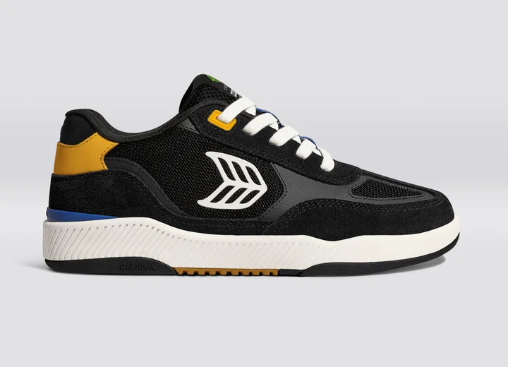 Skategoat C25 PRO Black Suede and Mesh Ivory Logo Yellow Sneaker Men - Image 3