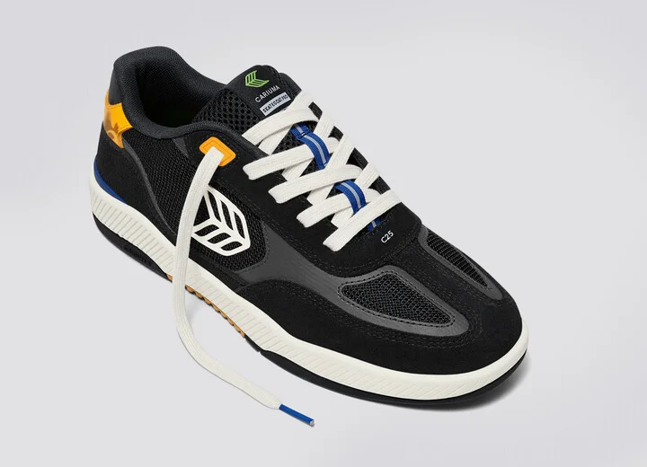 Skategoat C25 PRO Black Suede and Mesh Ivory Logo Yellow Sneaker Men - Image 4